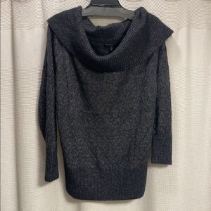 Banana Republic NEW Charcoal Sweater SZ L Metallic cable alpaca blend holiday